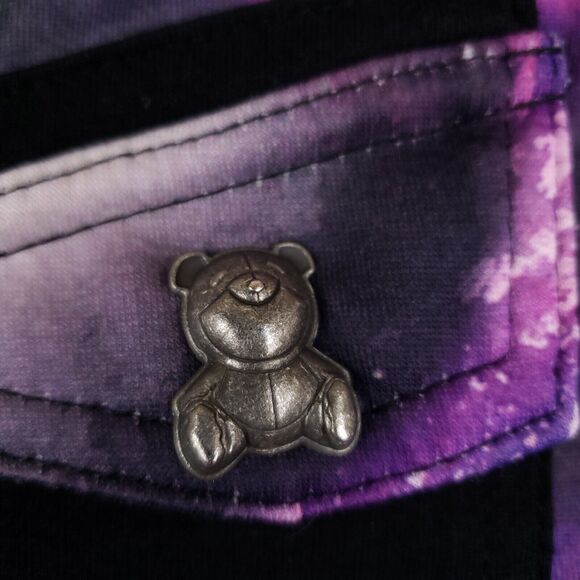 Entree LS Shirt Womens Large Purple Galaxy Cosmic AOP Crew Neck Short Sleeve USA - Picture 4 of 13